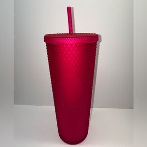 Starbucks NEW Ruby Hot Pink Soft Touch Studded Tumbler Venti 24 oz